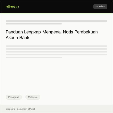 Document preview: Notis Pembekuan Akaun Bank — Pengguna, Malaysia