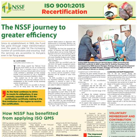 Document preview: NSSF ISO Recertification — Document, Kenya (CERFA n°NSSF-ISO-Recertification)
