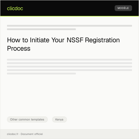 Document preview: Request for National Social Security Fund (NSSF) Registration — Other common templates, Kenya