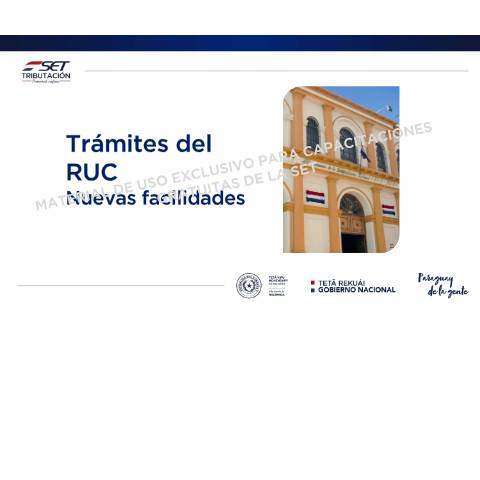 Vista previa del documento Presentación sobre Trámites del RUC - Nuevas opciones (1) — Guias / RUC, Paraguay