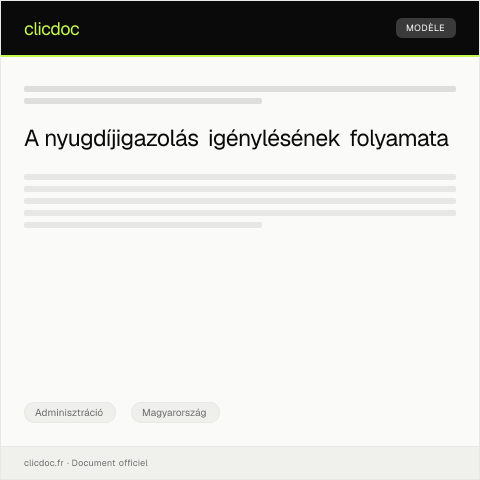Document preview: Nyugdíjigazolás igénylése — Adminisztráció, Magyarország