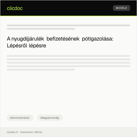 Document preview: Nyugdíjjárulék befizetésének pótigazolása — Adminisztráció, Magyarország