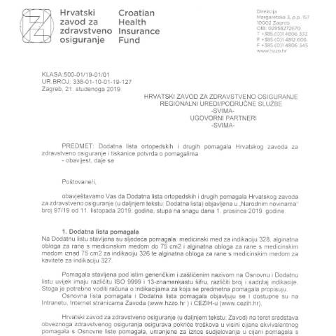 Document preview: Obavijest o Dodatnoj listi pomagala i tiskanicama Potvrda o pomagalima — Zdravstveno (sante), Hrvatska (CERFA n°Obavijest_o_Dodatnoj_listi_pomagala_i_ti)