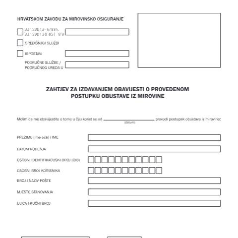 Document preview: obavijest o provedenom postupku obustave iz mirovine — Mirovinsko (pension), Hrvatska (CERFA n°obavijest_o_provedenom_postupku_obustave)