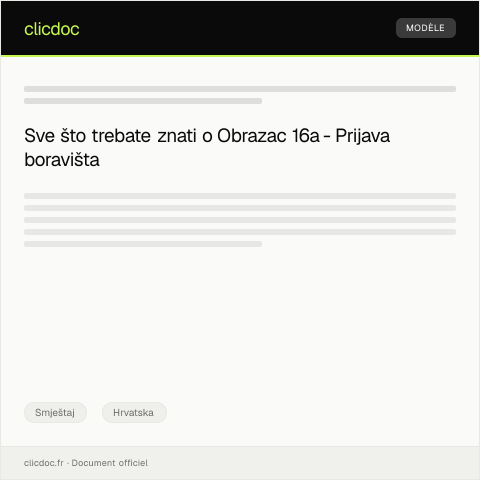 Document preview: Obrazac 16a - Prijava boravišta — Smještaj, Hrvatska