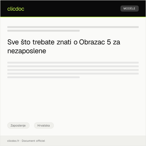 Document preview: Obrazac 5 - Prijava za potporu za nezaposlene — Zaposlenje, Hrvatska