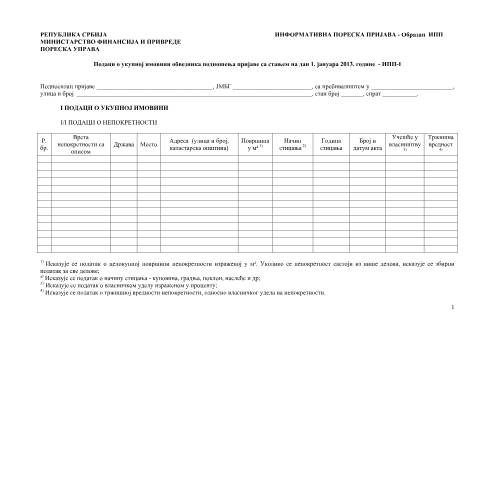 Document preview: IPP.pdf — Ostalo, Србија (CERFA n°IPP)