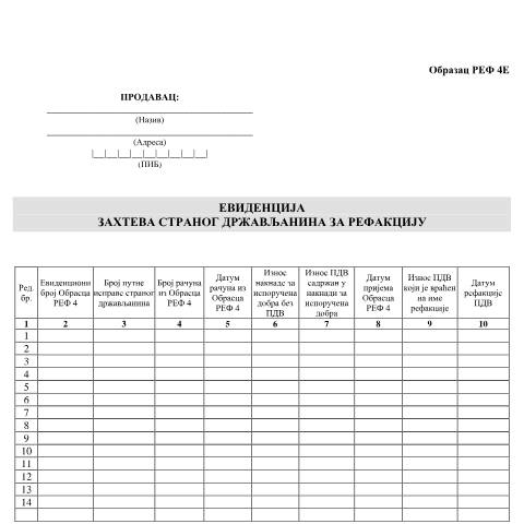 Document preview: REF4E — Ostalo, Србија (CERFA n°REF4E)