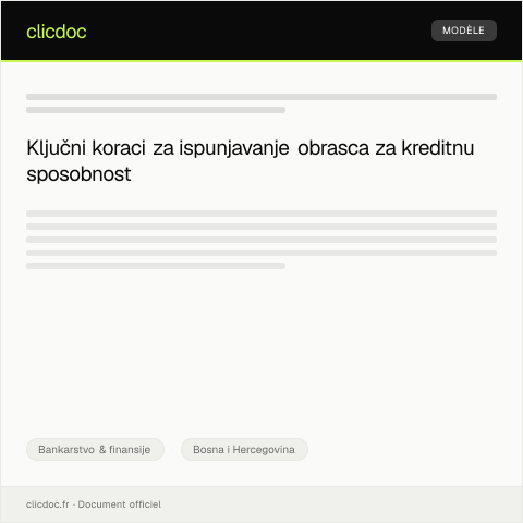 Document preview: Obrazac za kreditnu sposobnost fizičkog lica — Bankarstvo & finansije, Bosna i Hercegovina