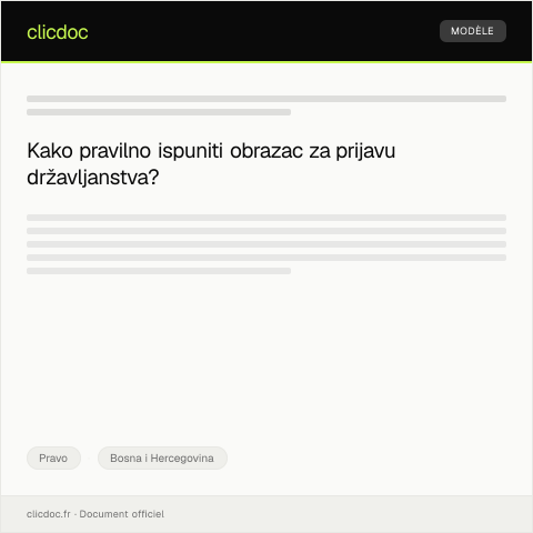 Document preview: Obrazac za prijavu državljanstva — Pravo, Bosna i Hercegovina