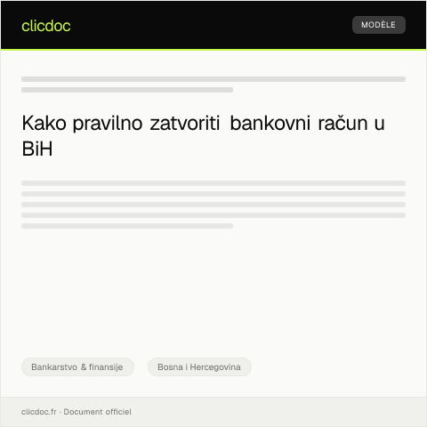 Document preview: Obrazac za zatvaranje računa — Bankarstvo & finansije, Bosna i Hercegovina