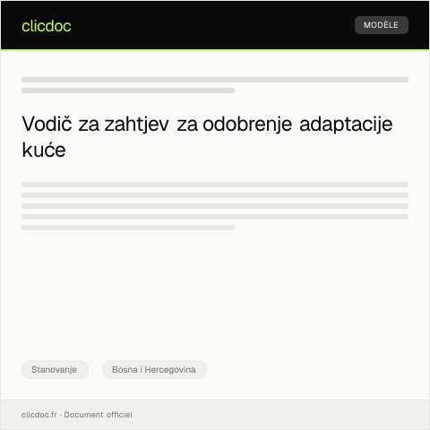 Document preview: Obrazac za zahtjev za odobrenje za adaptaciju kuće — Stanovanje, Bosna i Hercegovina
