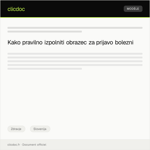 Document preview: Obrazec za prijavo bolezni — Zdravje, Slovenija