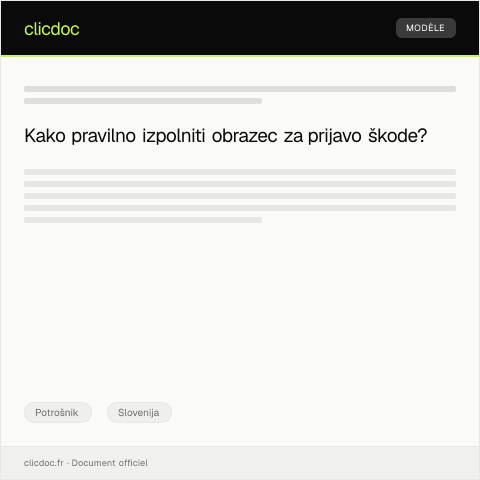 Document preview: Obrazec za prijavo škode — Potrošnik, Slovenija