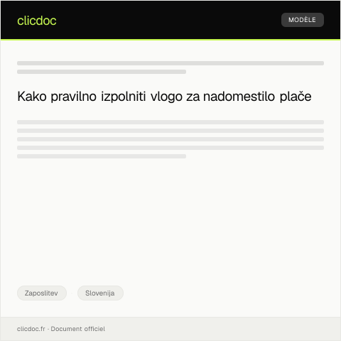 Document preview: Obrazec za vlogo za nadomestilo plače — Zaposlitev, Slovenija