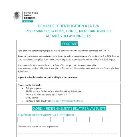 Aperçu du document formulaire 604A (PDF, 228.5 Ko) — Comment obtenir un numéro de TVA belge ?, Belgique (CERFA n°123-formulaire604a)