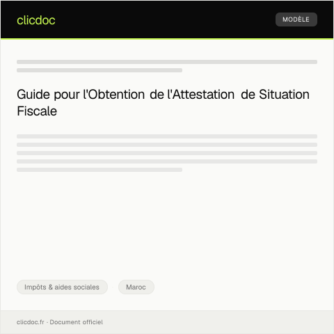 Aperçu du document Obtention de l’attestation de situation fiscale pour démarches administratives — Impôts & aides sociales, Maroc