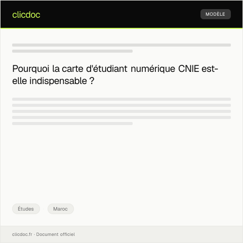 Aperçu du document Obtention de la carte d'étudiant numérique CNIE — Études, Maroc