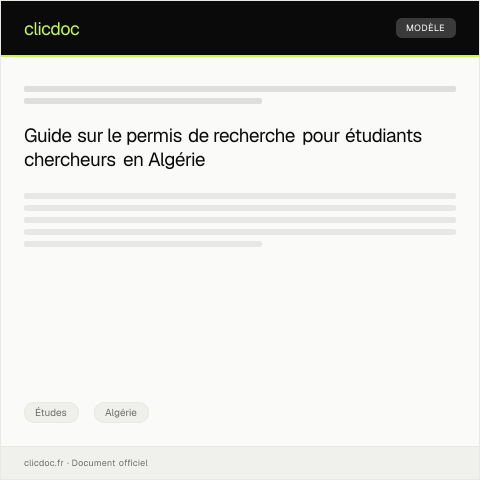 Aperçu du document Obtention de permis de recherche pour étudiants chercheurs — Études, Algérie