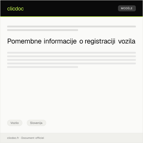 Document preview: Obvestilo o registraciji vozila v okviru državnih evidenc — Vozilo, Slovenija