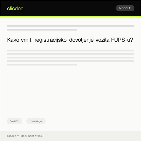 Document preview: Obvestilo o vrnitvi registracijskega dovoljenja — Vozilo, Slovenija