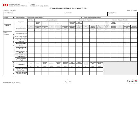 Document preview: Form 2G – Occupational Groups: All Employees (Employment Equity Forms 2021) — Labour, Canada (CERFA n°LAB1199G)