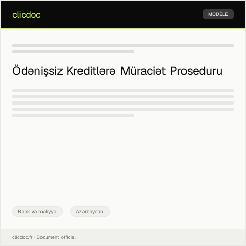 Document preview: Ödənişsiz kredit üçün müraciət — Bank və maliyyə, Azərbaycan