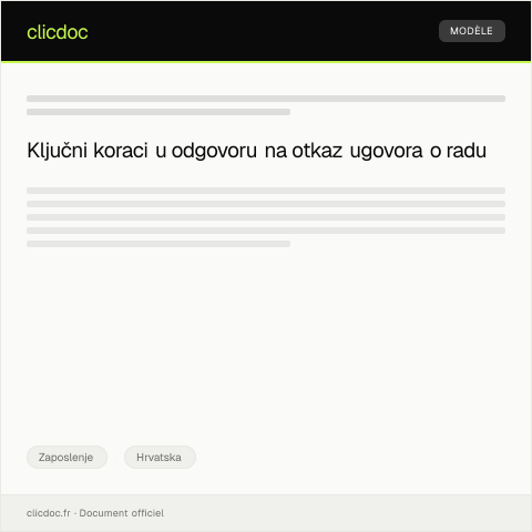 Document preview: Odgovor na otkaz ugovora o radu — Zaposlenje, Hrvatska
