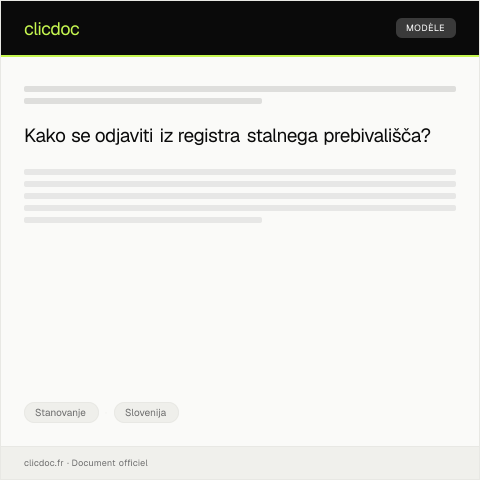 Document preview: Odjava iz registra stalnega prebivališča prek eUprava — Stanovanje, Slovenija