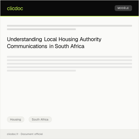 Document preview: Official Communication from Local Housing Authorities — Housing, South Africa