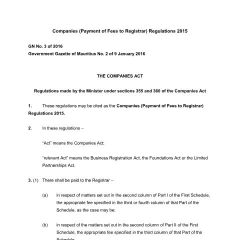 Document preview: GN. 3 of 2016 — Document, Mauritius (CERFA n°GN.-3-of-2016)