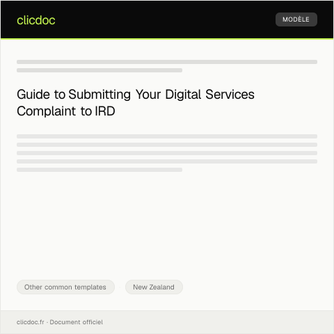 Document preview: Official Complaint about Digital Services / Tūtohinga Mana mō ngā Ratonga Matihiko — Other common templates, New Zealand