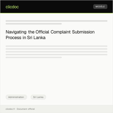 Document preview: Official Complaint Submission Form — Administration, Sri Lanka