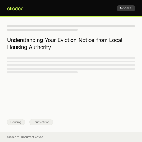 Document preview: Official Notification of Eviction from Local Housing Authority — Housing, South Africa