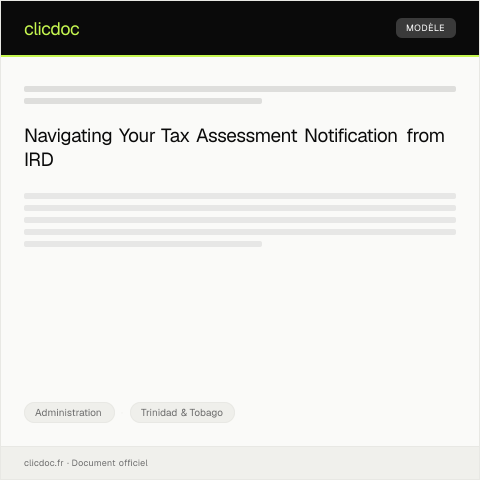 Document preview: Official Notification of Tax Assessment — Administration, Trinidad & Tobago