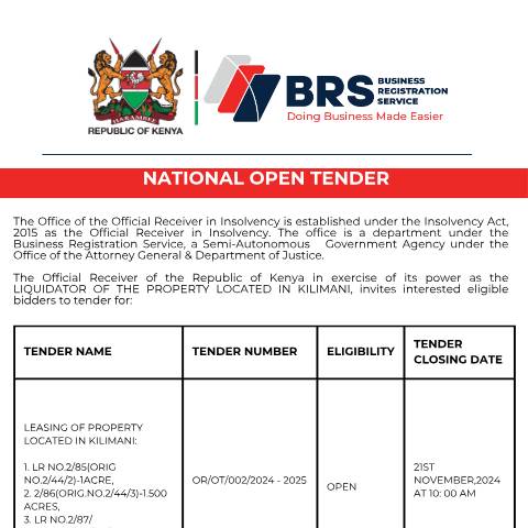 Document preview: Official Receiver_National Open Tender — Document, Kenya (CERFA n°Official-Receiver_National-Open-Tender)