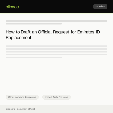 Document preview: Official Request for Emirates ID Card Replacement — Other common templates, United Arab Emirates