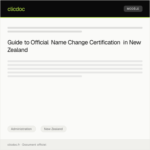 Document preview: Official Request for Name Change Certification from Dept of Internal Affairs — Administration, New Zealand
