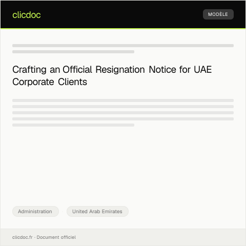 Document preview: Official Resignation Notice to Corporate Client via Dubai Economy — Administration, United Arab Emirates