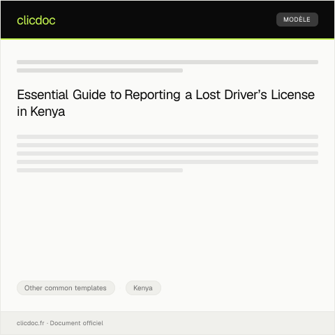 Document preview: Official Statement for Lost Driver’s License — Other common templates, Kenya