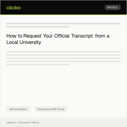 Document preview: Request for Official Transcript from Local University — Administration, Hong Kong SAR China
