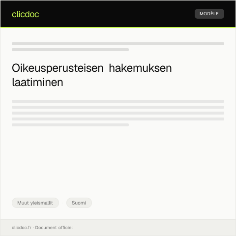Document preview: Oikeusperusteinen hakemus — Muut yleismallit, Suomi