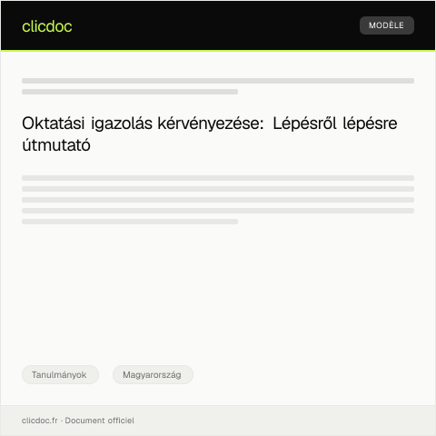 Document preview: Oktatási igazolás kérvényezése — Tanulmányok, Magyarország