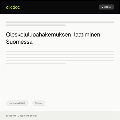 Document preview: Oleskelulupahakemus — Kansainväliset, Suomi