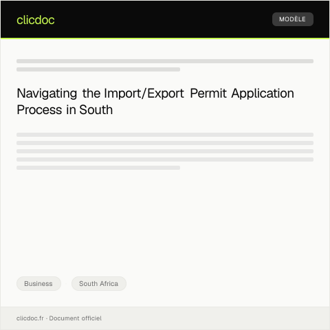 Document preview: Online Application for Import/Export Permit via DTI — Business, South Africa