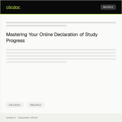 Document preview: Online Declaration of Study Progress — Education, Mauritius