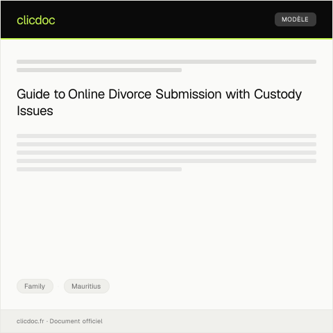 Document preview: Online Submission for Divorce Petition with Children's Custody — Family, Mauritius