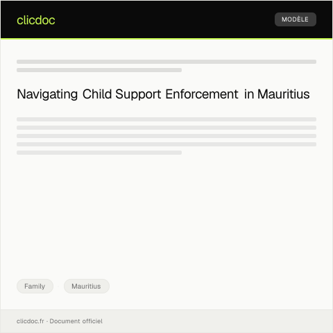 Document preview: Online Filing for Child Support Enforcement — Family, Mauritius