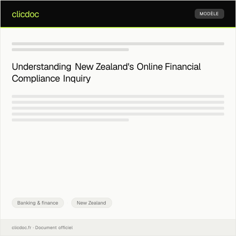 Document preview: Inquiry about Online Financial Regulatory Compliance / Pātai mō te ū ki ngā ture whakahaere pūtea ā-ipurangi — Banking & finance, New Zealand