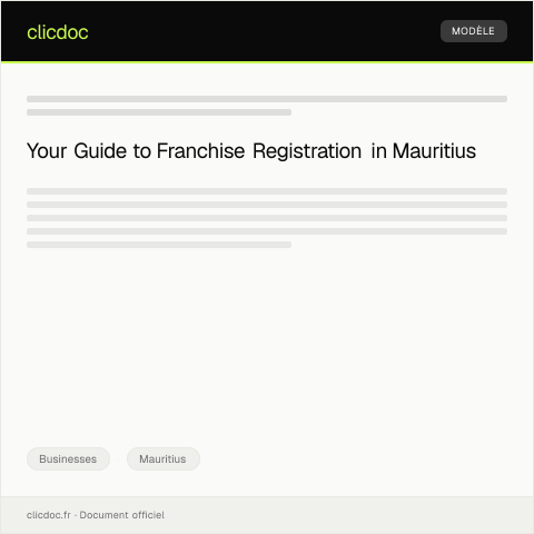 Document preview: Online Application for Franchise Registration — Businesses, Mauritius
